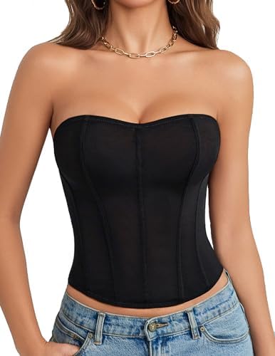 Amazon.com: YADMISU Women's Lace Up Cami Corset Tops Cold Shoulder